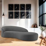 Divã Recamier Orgânico França 140cm Lado Direito Linho - Amarena Moveis Cor Cinza Escuro