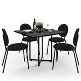 Mesa De Jantar Rivera Preto 90cm Com 04 Cadeiras Industrial Évora F01 Suede Preto - Lyam