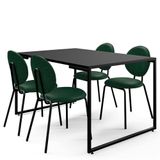 Mesa De Jantar Rivera Preto 136cm Com 04 Cadeiras Industrial Évora F01 Couríssimo Verde - Lyam