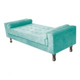 Recamier Baú Félix Solteiro 100cm Suede Rosê - Amarena Móveis Cor Azul Tiffany