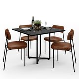 Mesa De Jantar Rivera Preto 90cm Com 04 Cadeiras Industrial Melina F01 Couríssimo Marrom - Lyam