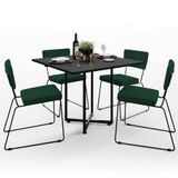 Mesa De Jantar Rivera Preto 90cm Com 04 Cadeiras Industrial Allana F01 Suede Verde Musgo - Lyam