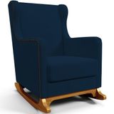 Poltrona De Amamentação Com Balanço Mavie L02 Suede Azul Marinho - Lyam Decor