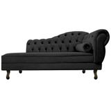 Divã Recamier Diana Lado Esquerdo 120 Cm Linho Amarena Móveis Preto