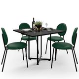 Mesa De Jantar Rivera Preto 90cm Com 04 Cadeiras Industrial Évora F01 Couríssimo Verde - Lyam