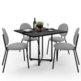 Mesa De Jantar Rivera Preto 90cm Com 04 Cadeiras Industrial Évora F01 Suede Cinza - Lyam