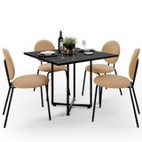 Mesa De Jantar Rivera Preto 90cm Com 04 Cadeiras Industrial Évora F01 Bouclê Mostarda - Lyam