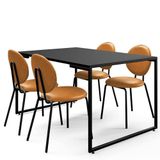 Mesa De Jantar Rivera Preto 136cm Com 04 Cadeiras Industrial Évora F01 Couríssimo Whisky - Lyam