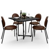 Mesa De Jantar Rivera Preto 90cm Com 04 Cadeiras Industrial Évora F01 Couríssimo Marrom - Lyam