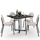 Mesa De Jantar Rivera Preto 90cm Com 04 Cadeiras Industrial Évora F01 Bouclê Creme - Lyam