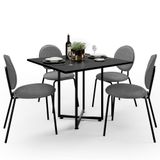 Mesa De Jantar Rivera Preto 90cm Com 04 Cadeiras Industrial Évora F01 Linho Cinza Escuro - Lyam