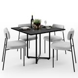 Mesa De Jantar Rivera Preto 90cm Com 04 Cadeiras Industrial Melina F01 Bouclê Cinza - Lyam