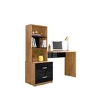 Escrivaninha Para Quarto Cristal 2 Gavetas E 3 Nichos Cor Nature E Preto - Peternella