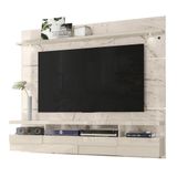 Painel Bancada Suspensa Para Tv 60 Polegadas Lana 1.8 Com Led Calacata E Off White Madetec