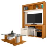 Estante Home Theater Flávia Com Mesa De Centro Frizz Cinamomo Off White