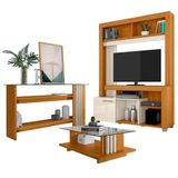 Estante Home Theater Flávia Com Aparador E Mesa De Centro Frizz Cinamomo Off White