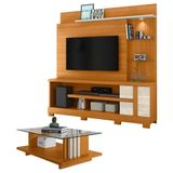 Estante Home Theater Alan Com Pés E Mesa De Centro Frizz Cinamomo Off White