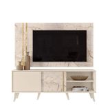 Rack Bancada E Painel Cronos Para Tv De 60 Polegadas Calacata Off White Madetec