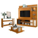 Estante Home Theater Alan Com Aparador E Mesa De Centro Frizz Cinamomo Off White