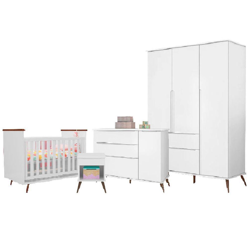 Quarto De Bebê Completo Melissa 100% Mdf Cor Branco - Phoenix Baby