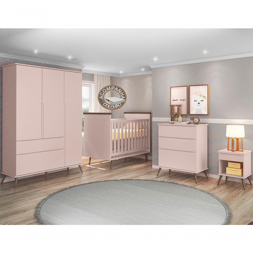 Quarto De Bebê Completo Melissa Rosé - Phoenix Baby