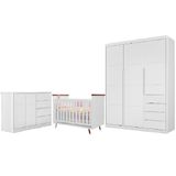 Quarto De Bebê Diamante Cor Branco Amadeirado - Phoenix Baby