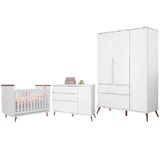 Quarto De Bebê Melissa Retro Com Berço Baby Wood Cor Branco - Phoenix Baby