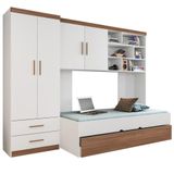 Quarto De Bebê Modulado Chiara Cor Amadeirado E Branco - Phoenix