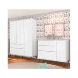 Quarto De Bebê Cômoda Infantil E Guarda Roupa Infantil Retrô 100% Mdf Branco