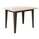 Mesa De Jantar 120cm Kate Amêndoa Off White Tampo Com Vidro