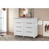 Comoda 8 Gavetas Athenas Cor Branco - Rud Rack