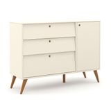 Comoda De Bebê Gold Retrô 1 Porta E 3 Gavetas 100% Mdf Cor Off White Com Eco Wood - Matic Móveis