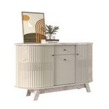 Aparador Buffet Monza 3 Portas 1 Gavetas Cor Calacata Off White - Madetec