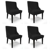 Kit 4 Cadeiras Estofadas Para Sala De Jantar Base Fixa De Madeira Preto Lia Linho Preto - Ibiza