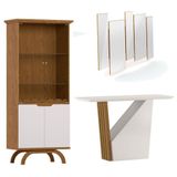 Cristaleira Vicenza Com Aparador Buffet Veneza E Espelho Isadora Ype Off White - New Ceval