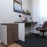 Conjunto Escritório / Home Office Kit Com Mesa, Gaveteiro E Prateleira