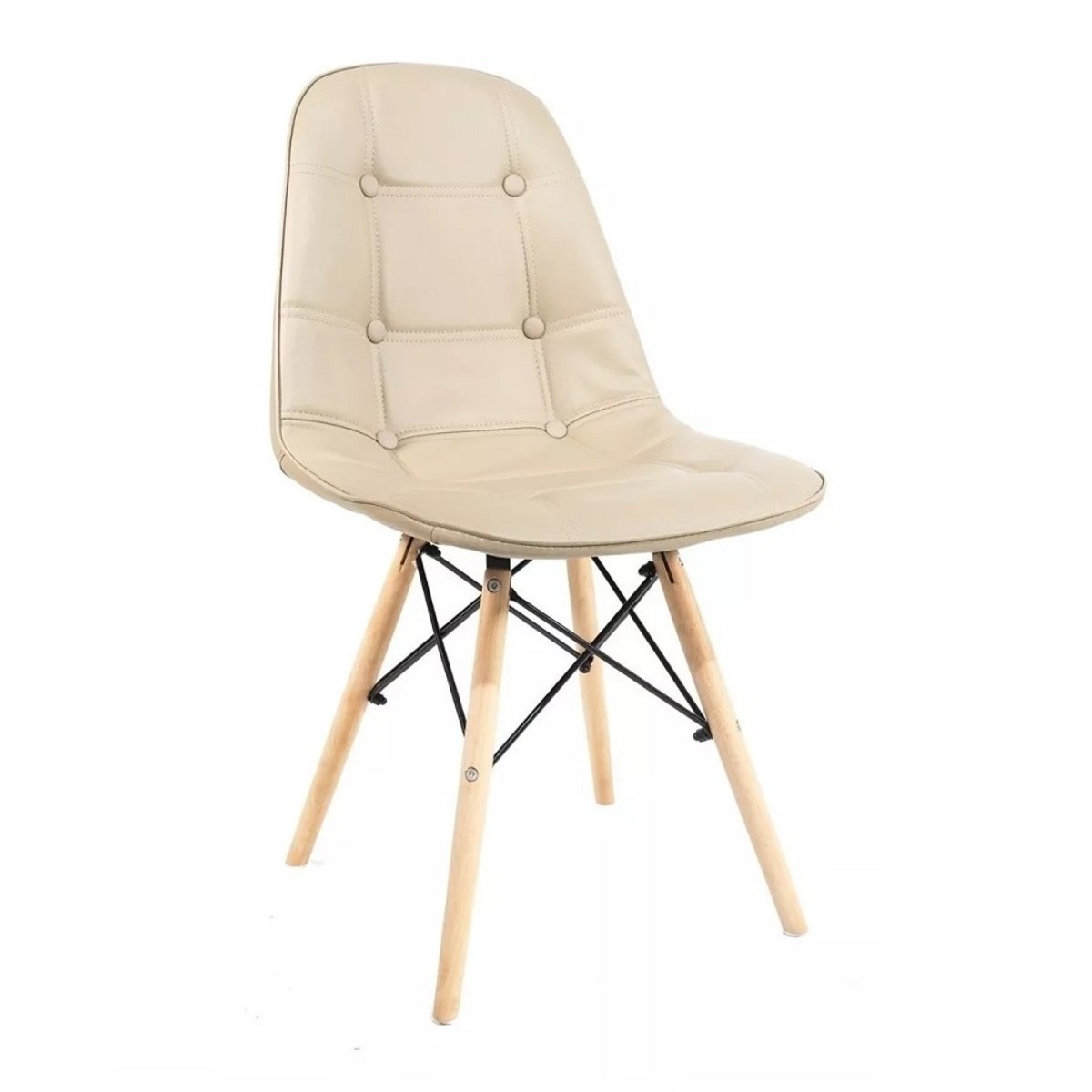 Cadeira Charles Eames Botonê Eiffel Wood Estofada Couro