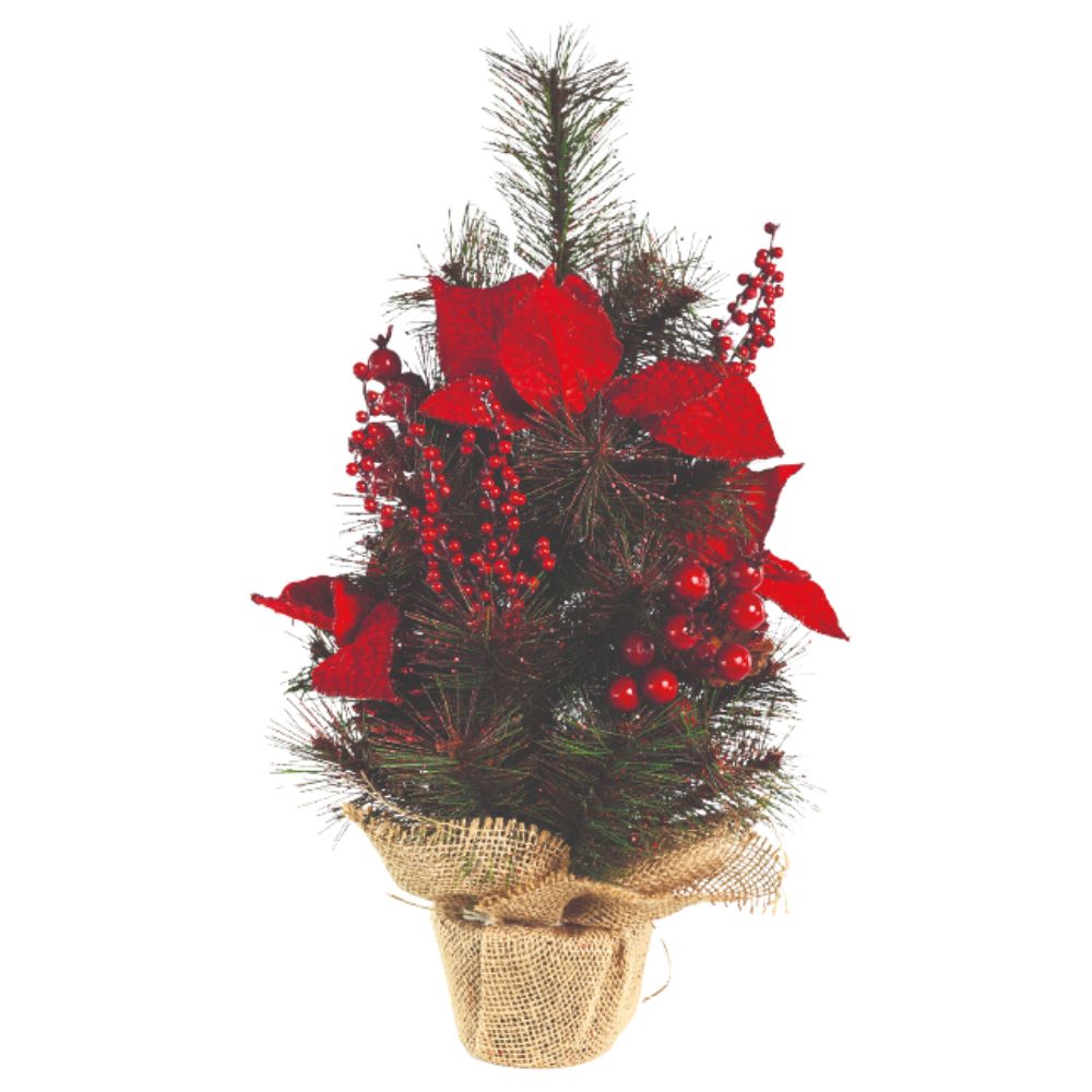 Enfeite Mesa Arvore Pinhas Berries 63 Cm Natal Magizi