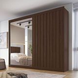 Guarda-roupa Atlanta 2 Portas 4 Gavetas Com Espelho Ripado 100% Mdf Ipe Mademarques Marrom