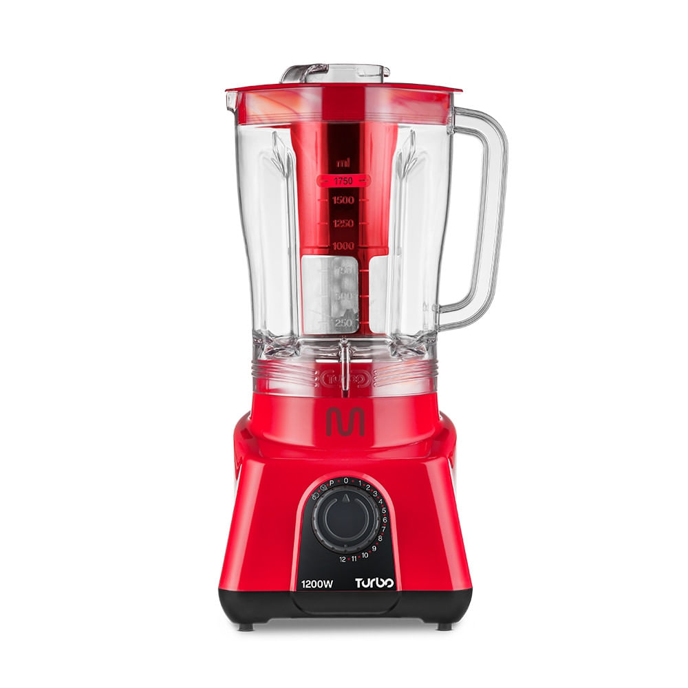 Liquidificador 2,6l Turbo Vermelho 1200w-220v C/ 12 Velocidades Multi Home - Lq1204