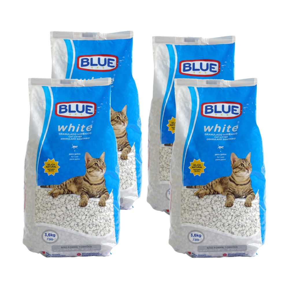 Kit 4 Areia Higiênica Biodegradável P/ Gatos 3,6kg White Blue - Pp439