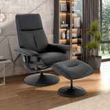 Poltrona De Massagem Reclinável E Giratória Arizona Com Apoio De Pés Pu Preto G56 - Gran Belo