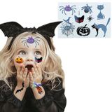 Festa Maquiagem Adesiva Para O Rosto Tatuagem Temporária Halloween Face Jewels - Kit 4 Cartelas Sortidas Infantil