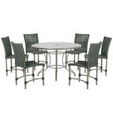Mesa Ascoli 120 Cm Com 6 Cadeiras Cannes De Alumínio Trama Verde
