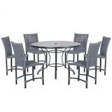 Mesa Ascoli 120 Cm Com 6 Cadeiras Cannes De Alumínio Trama Prata
