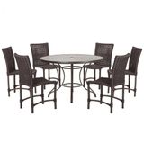 Mesa Ascoli 120 Cm Com 6 Cadeiras Cannes De Alumínio Trama Marrom
