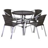 4 Cadeiras E Mesa Com Tampo Varanda Piscina Jardim Pedra Ferro