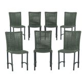 7 Cadeiras De Jantar Cannes De Alumínio Pintura Preta Trama Verde