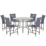 Mesa Ascoli 120 Cm Com 6 Cadeiras Cannes De Alumínio Trama Prata