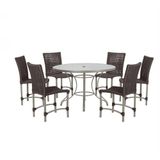 Mesa Ascoli 120 Cm Com 6 Cadeiras Cannes De Alumínio Trama Marrom